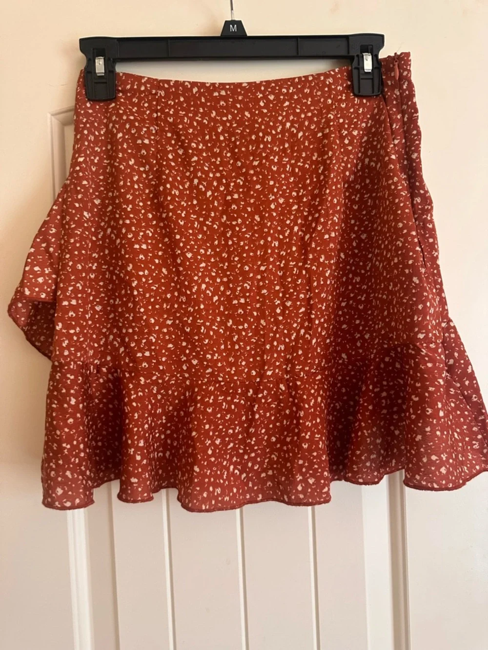 Rust Floral Ruffle Mini Skirt - Picture 2 of 5